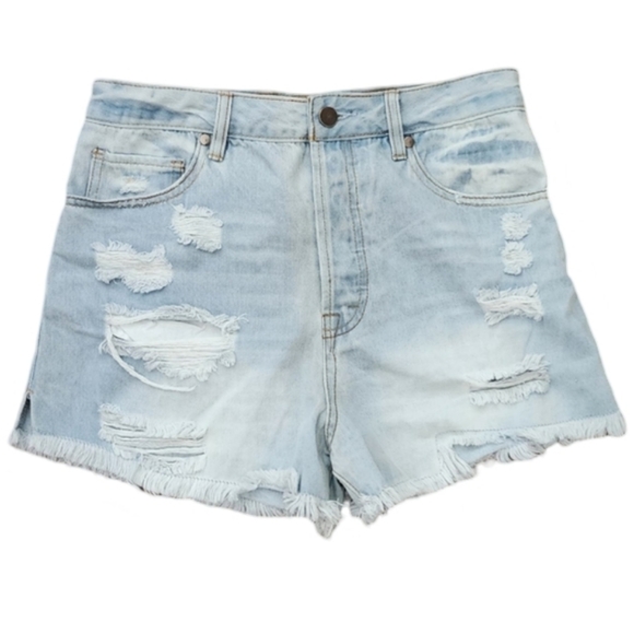NWT Easel Button fly Cut-off Blue Denim Shorts Women's‎ Small - Picture 1 of 7